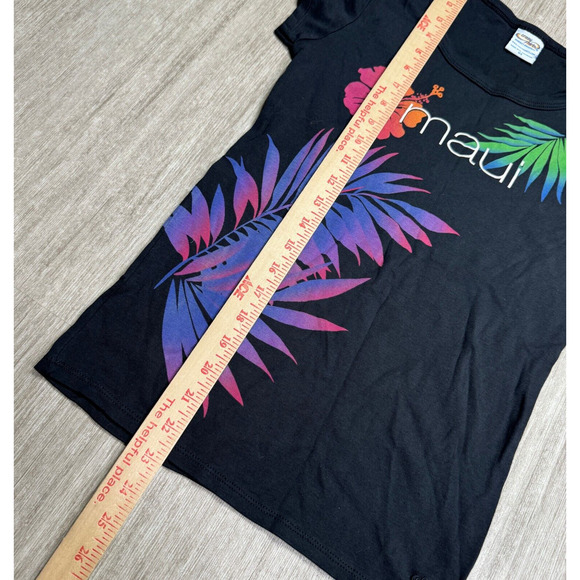 Crazy Shirt Hawaii Womens XS Black Short Sleeve Maui Floral Aloha Scoop Neck - Picture 5 of 6